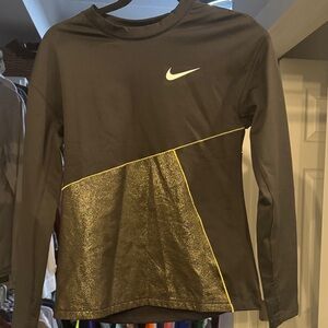 Nike Black and Gold Long Sleeve Top